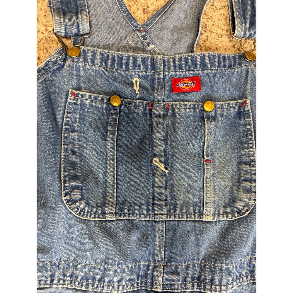 Dickies Denim Bib Overalls Mens Blue Carpenter Workwear 48x32 - Picture 3 of 13